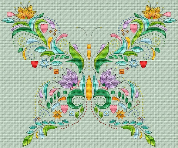 Farfalla colorata a punto croce-schema free