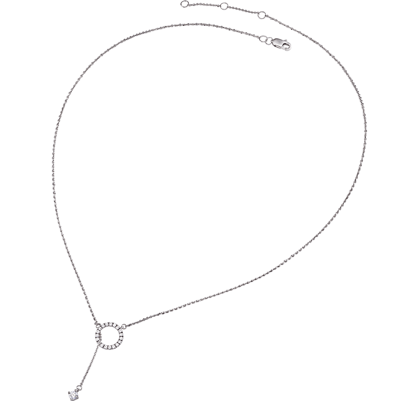 Dây cổ Vàng trắng 10K đính đá ECZ Swarovski PNJ XMXMW000073