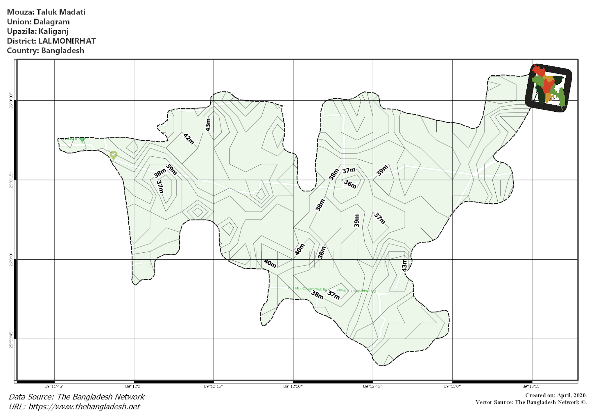 Map of Taluk Madati Mouza of Kaliganj Upazila, LALMONIRHAT Map of Taluk Madati Mouza of Kaliganj Upazila, LALMONIRHAT, Bangladesh.