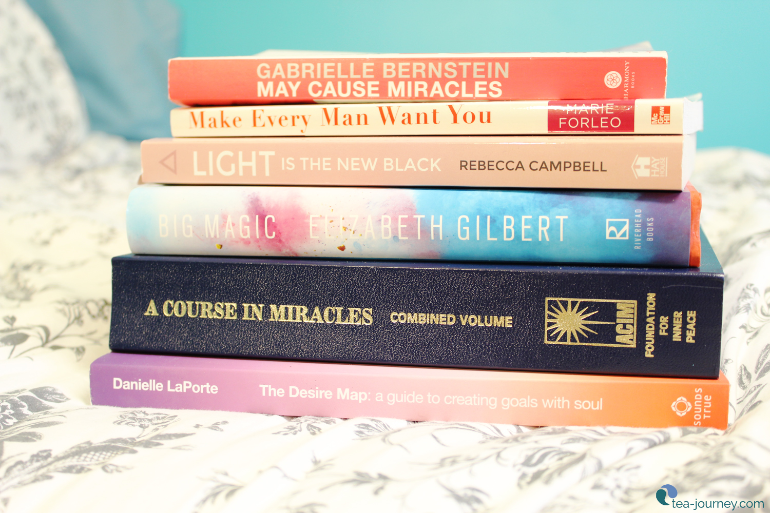 Unplugged: 6 Self-help Books for Spiritually Present Life ||  Books to get you spiritually focused on the present today. Be present for your tea, life, or just because you are the Spirit Junkie that you are. Rock your world. || Gabrielle Bernstein - May Cause Miracles, Marie Forleo - Make Every Man Want You, Rebecca Campbell - Light is the New Black, Elizabeth Gilbert - Big Magic, A Course in Miracles, Danielle LaPorte - The Desire Map ||