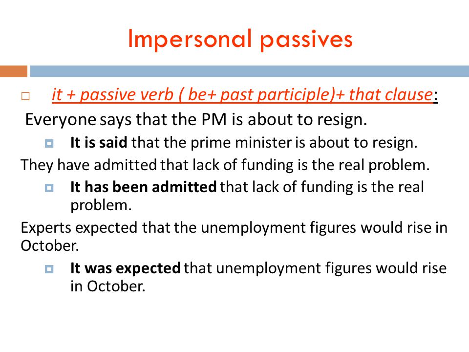 Click on IMPERSONAL PASSIVE