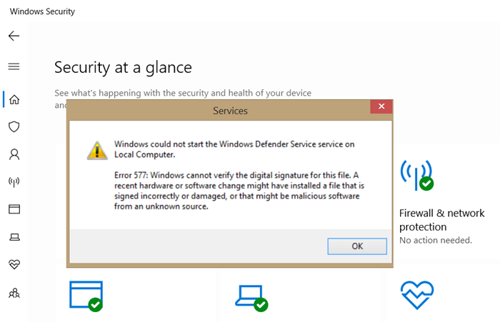 Windows 보안 오류 577