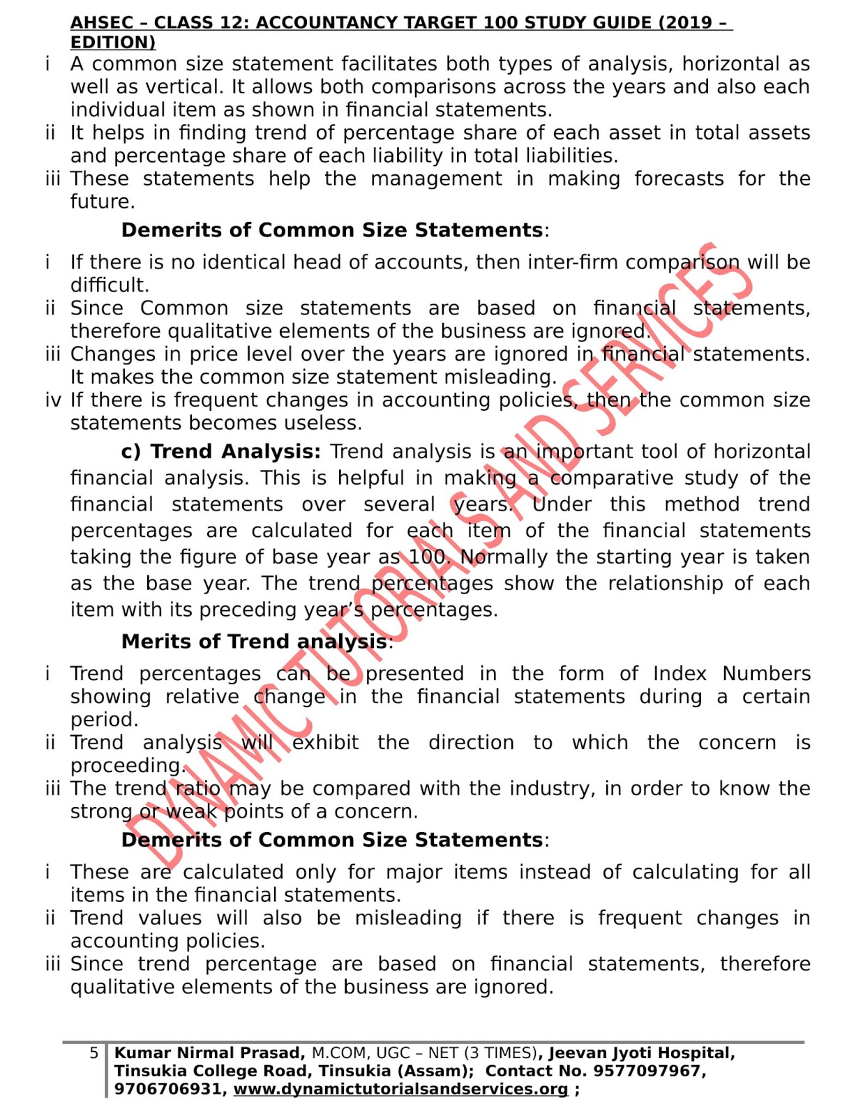 AHSEC 12 Financial Statement Analysis Important Questions and