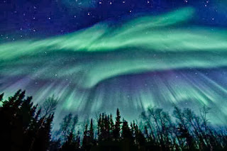 Photograph of the Northern Lights, Aurora Borealis, in Fairbanks Alaska