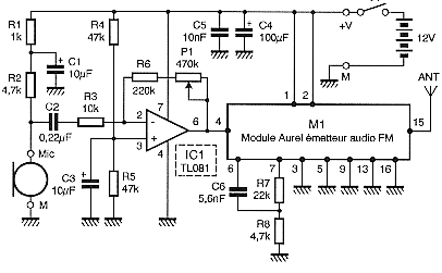 Wireless transmitter microphone circuit - Electronic Circuit