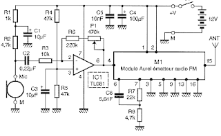 Wireless transmitter microphone circuit schematics 