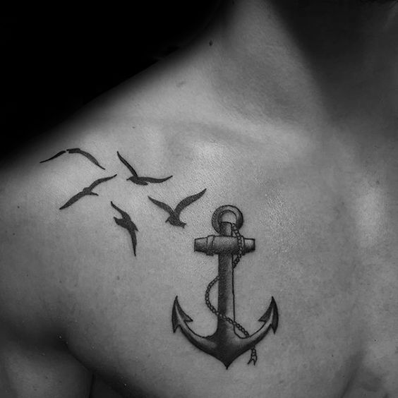 Anchor tattoo design on chest for men
