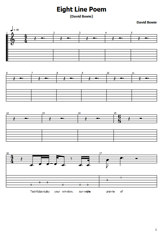 Eight Line Poem Tabs David Bowie. How To Play Eight Line Poem On Guitar Tabs & Sheet Online