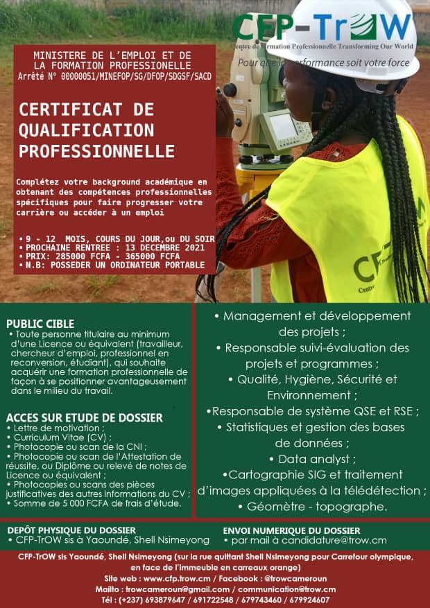 formation-trow-2021 TrOW: Appel à candidature - 6ième session de sélection en spécialisation professionnelle Décembre 2021