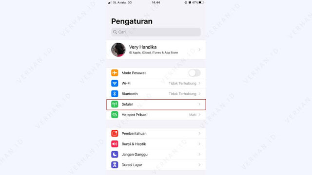 pengaturan seluler iphone