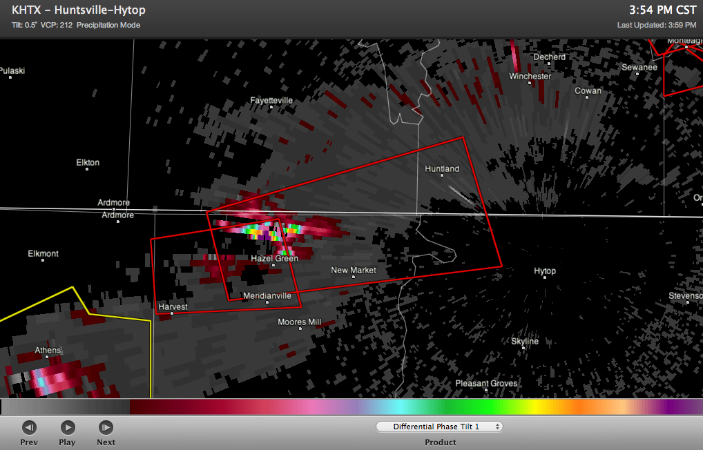The Weather Centre Tornado Warning North of Huntsville, Alabama