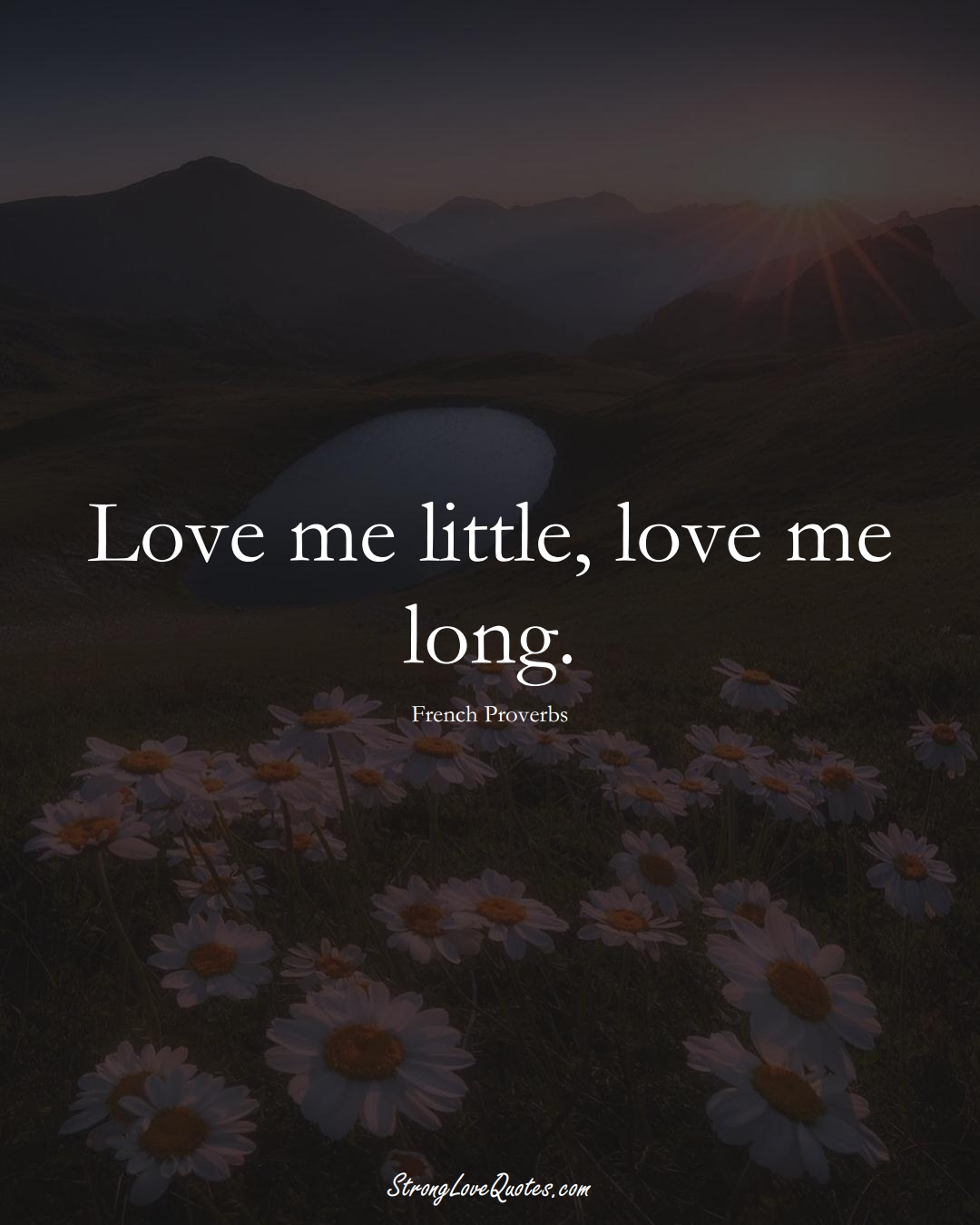 Love me little, love me long. (French Sayings);  #EuropeanSayings