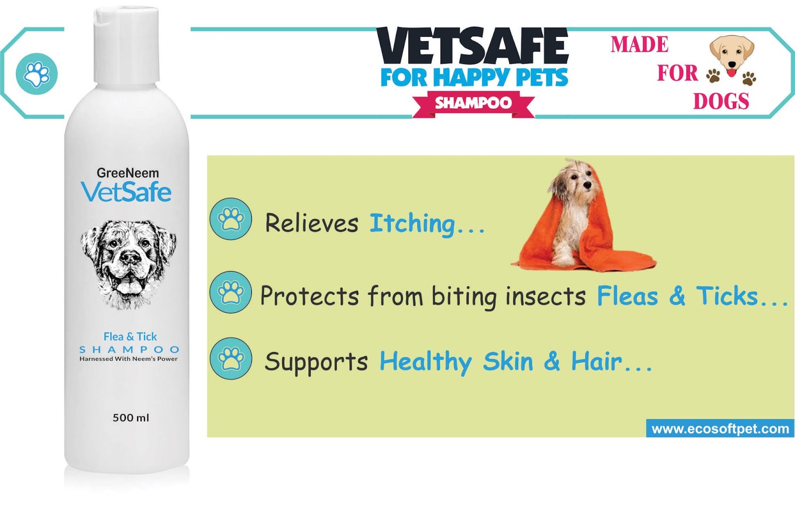 VetSafe for Happy Pets Shampoo Relieves Itching Protects from Fleas