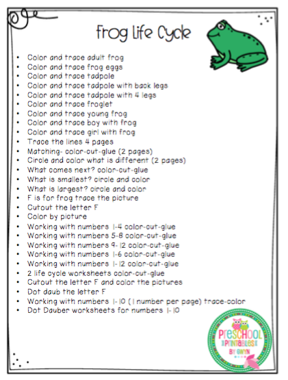 Frog Life Cycle Math & Literature "No Prep" Updated ~ Preschool Printables