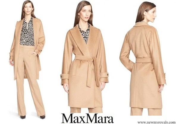 Queen Maxima wore MaxMara Megaton Co-Camel Hair Wrap Coat