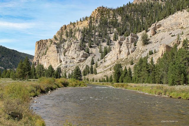 Gallatin River canyon Montana geology river rafting rocks Yellowstone National Park copyright RocDocTravel.com