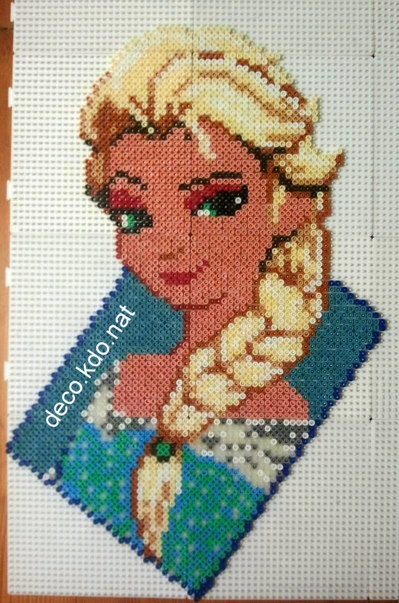 Deco Kdo Nat Perles Hama Portrait Elsa De La Reine Des Neiges Frozen