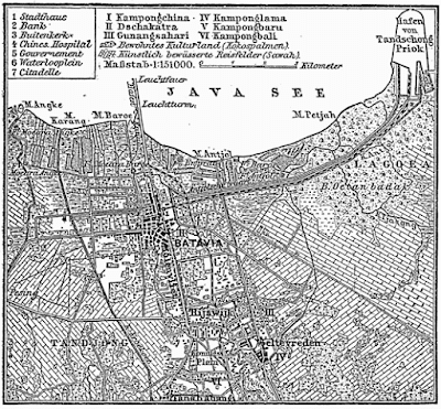 Kaart van Batavia uit 1888