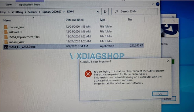 VXDIAG Subaru SSM4 Old Version Expire 1