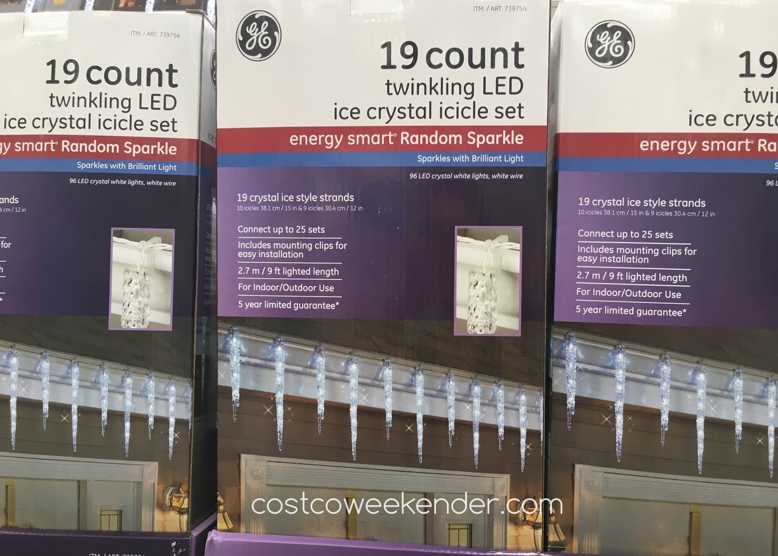 GE 19count Twinkling LED Ice Crystal Icicle Lights Costco Weekender