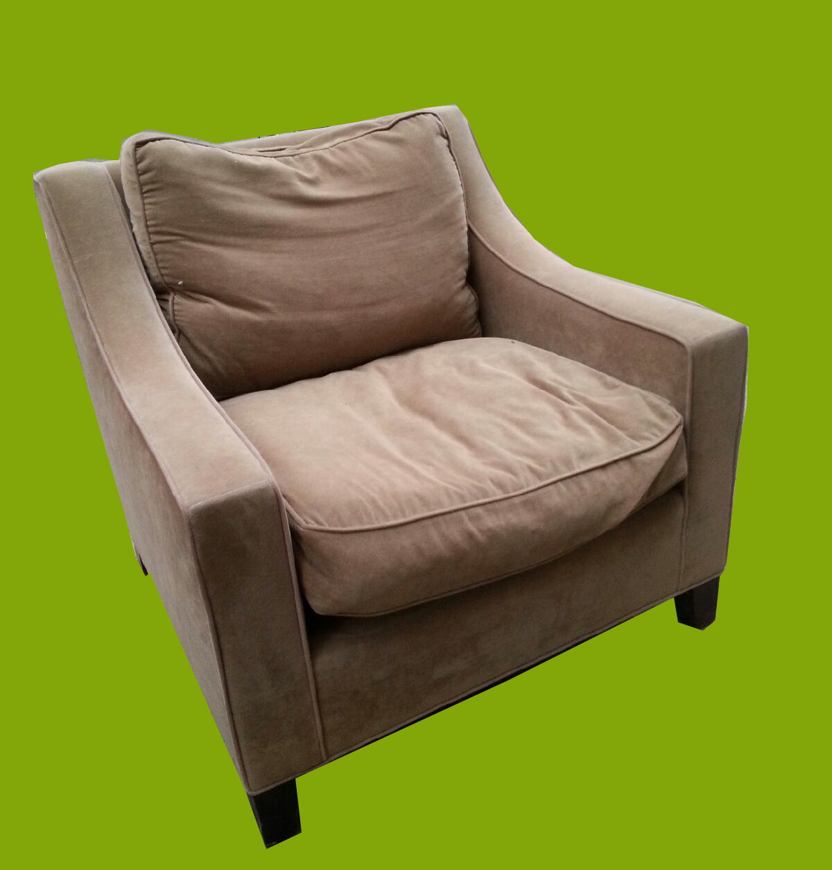 Uhuru Furniture & Collectibles: Taupe Velvet Club Chair- SOLD