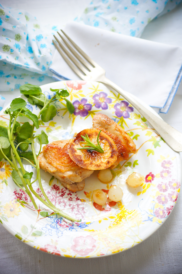 BAs Cooking Chicken lemon with caramelized onions and an apple galette