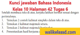 Kunci Jawaban Bahasa Indonesia Kelas 10 Halaman 42 Tugas 6 Wali Kelas Sd