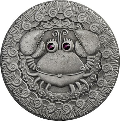 Gift Cancer Horoscope Zodiac Swarovski Silver Coin