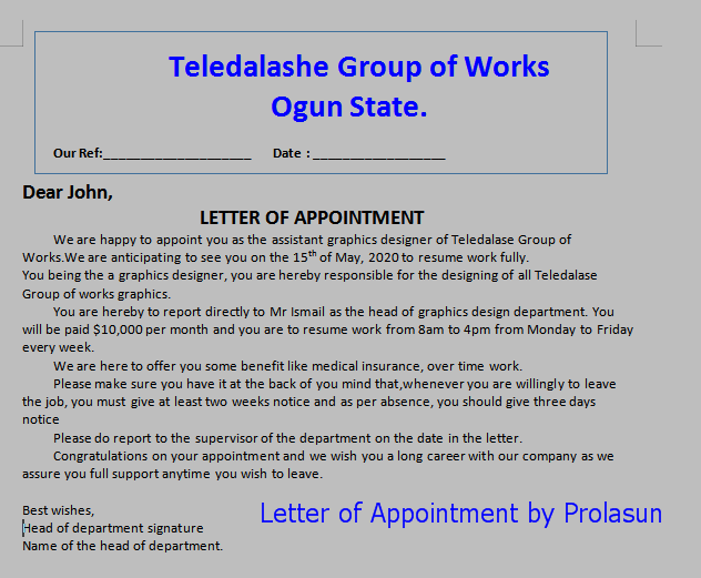 Best Guide on How to Write Appointment Letter For Job Owners | Samples Of Appointment Letter 