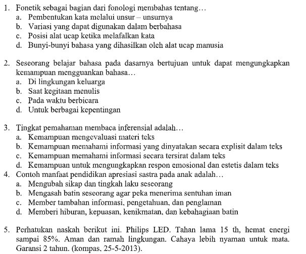 Contoh Soal UTN/UP PPG PGSD Terbaru Administrasi TK PAUD