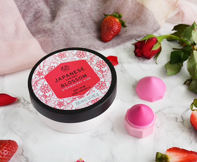 The Body Shop Japanese Cherry Blossom Strawberry Kiss Body Cream and Lip Juicer