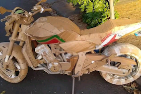 Brazilian sculptor creates cardboard motorcycle replicas