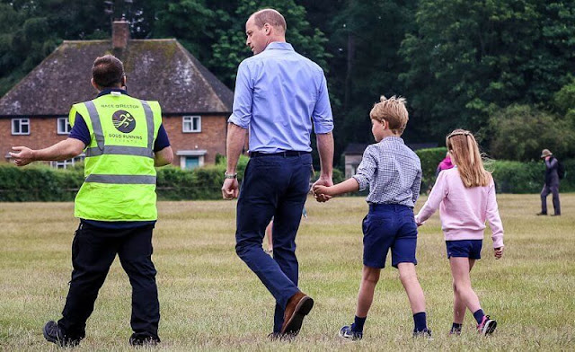 Princess Charlotte wore a pair of denim shorts, and bright pink Nike trainers, and a baby pink sweatshirt by Ralph Lauren