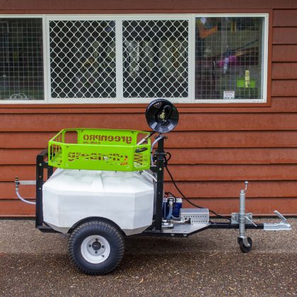 Eight Acres: review of greenPro implements for small farms, travelling irrigator, spray trailer, cultivator