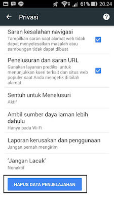 Cara Menghapus Cache dan Cookies browser Chrome di Android