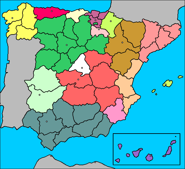 Mapas que nos llevan al error: Canarias bajo Baleares y asociada al Sur andaluz y las ciudades norteafricanas.