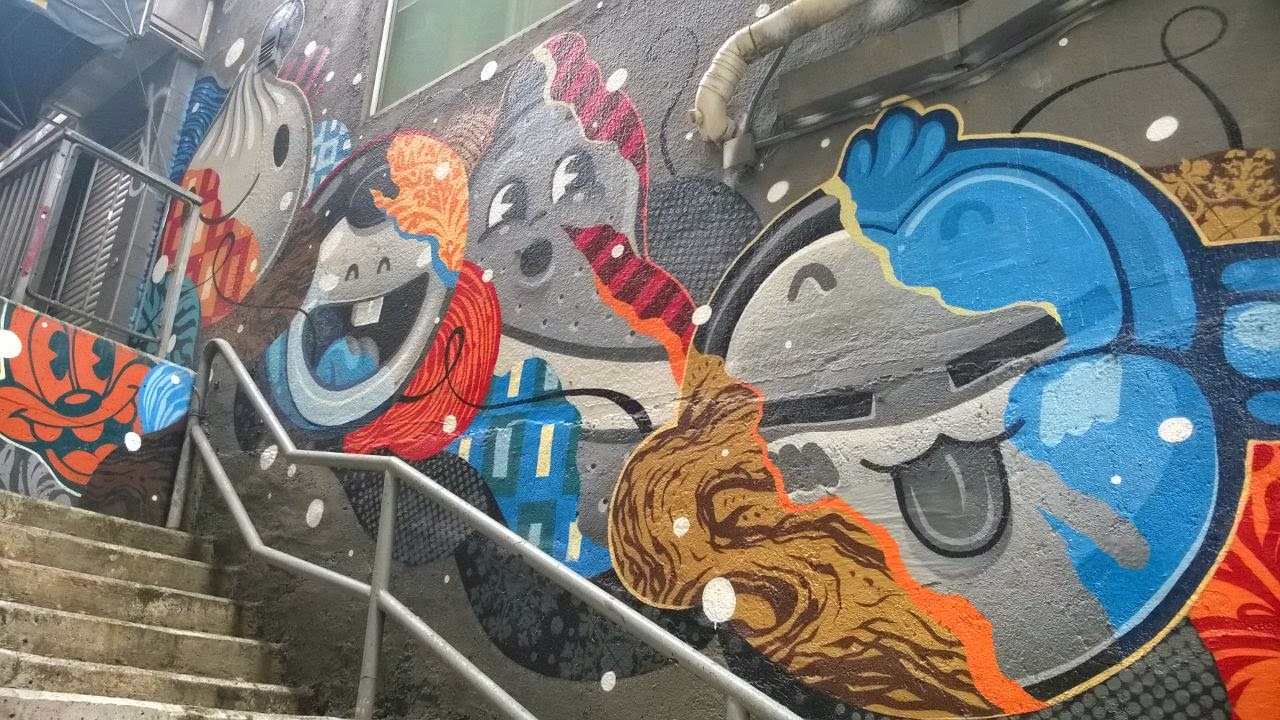 Graffiti - Treppenaufgang in Hongkong