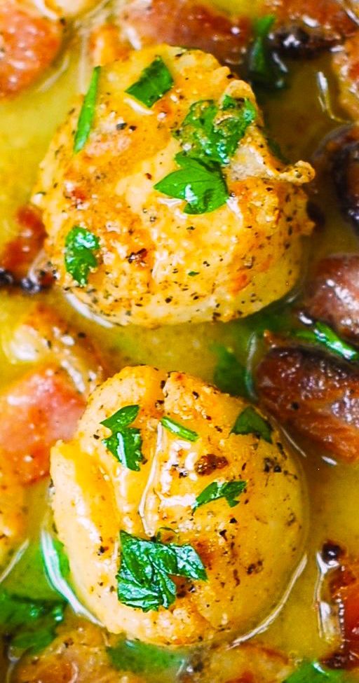 Bacon Scallops with Lemon Butter Sauce the chunky chef