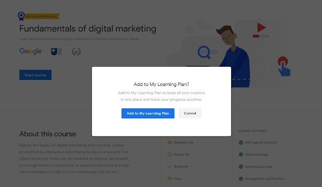 digital marketing course online free with certificate by google