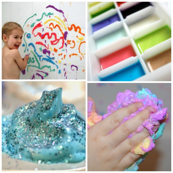 10 easy was to make bath paint for kids.  All the fun of painting with zero mess!