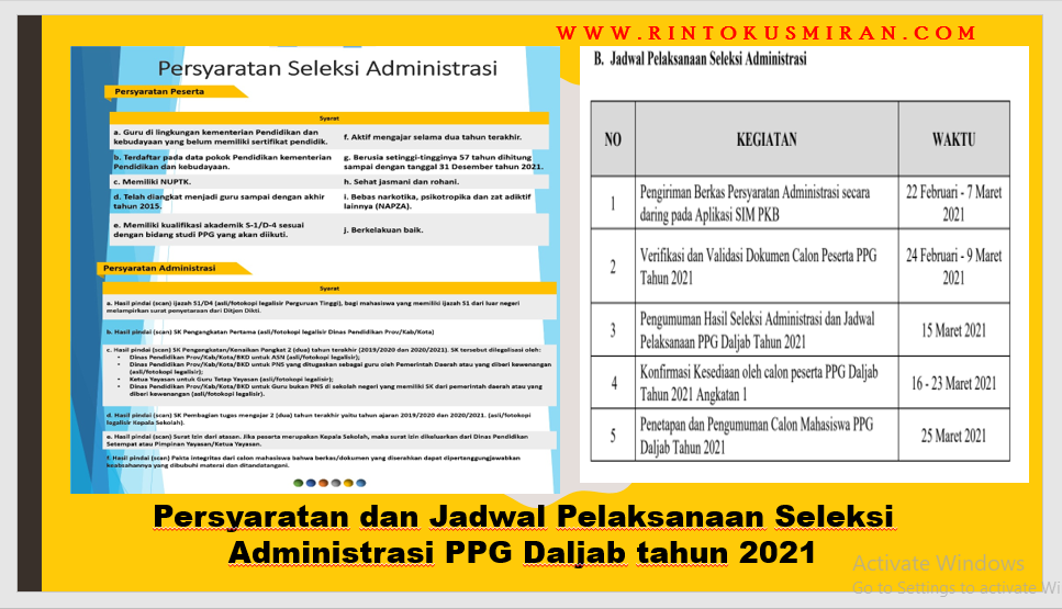 syarat beserta jadwal seleksi administratif ppg dalam jabatan daljab tahun 2021