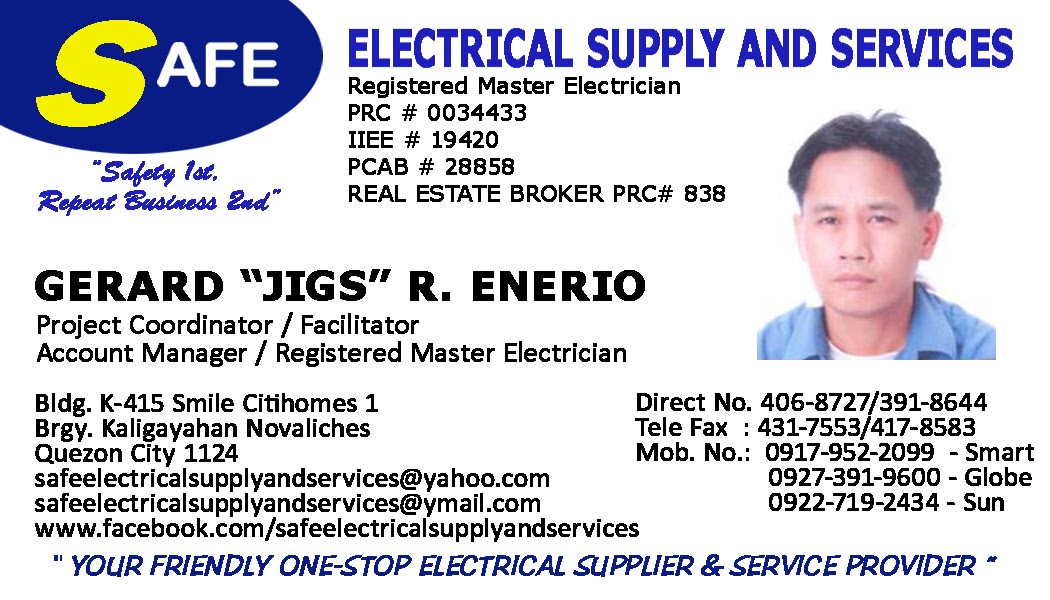 YOUR PHILIPPINE ONLINE ELECTRICAL SUPPLIERCONTRACTO SKYPE JIGZENERIO