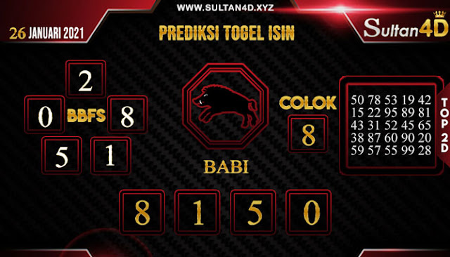 PREDIKSI TOGEL ISIN SULTAN4D 26 JANUARI 2021 PREDIKSI TOGEL ISIN SULTAN4D 26 JANUARI 2021