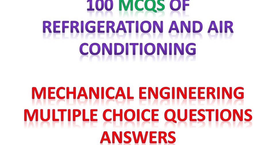 Refrigeration and Air Conditioning Mechanical Engineering Multiple