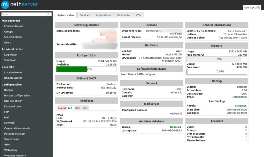 NethServer Linux server for small business and Enterprises (Linux Small Business Server)