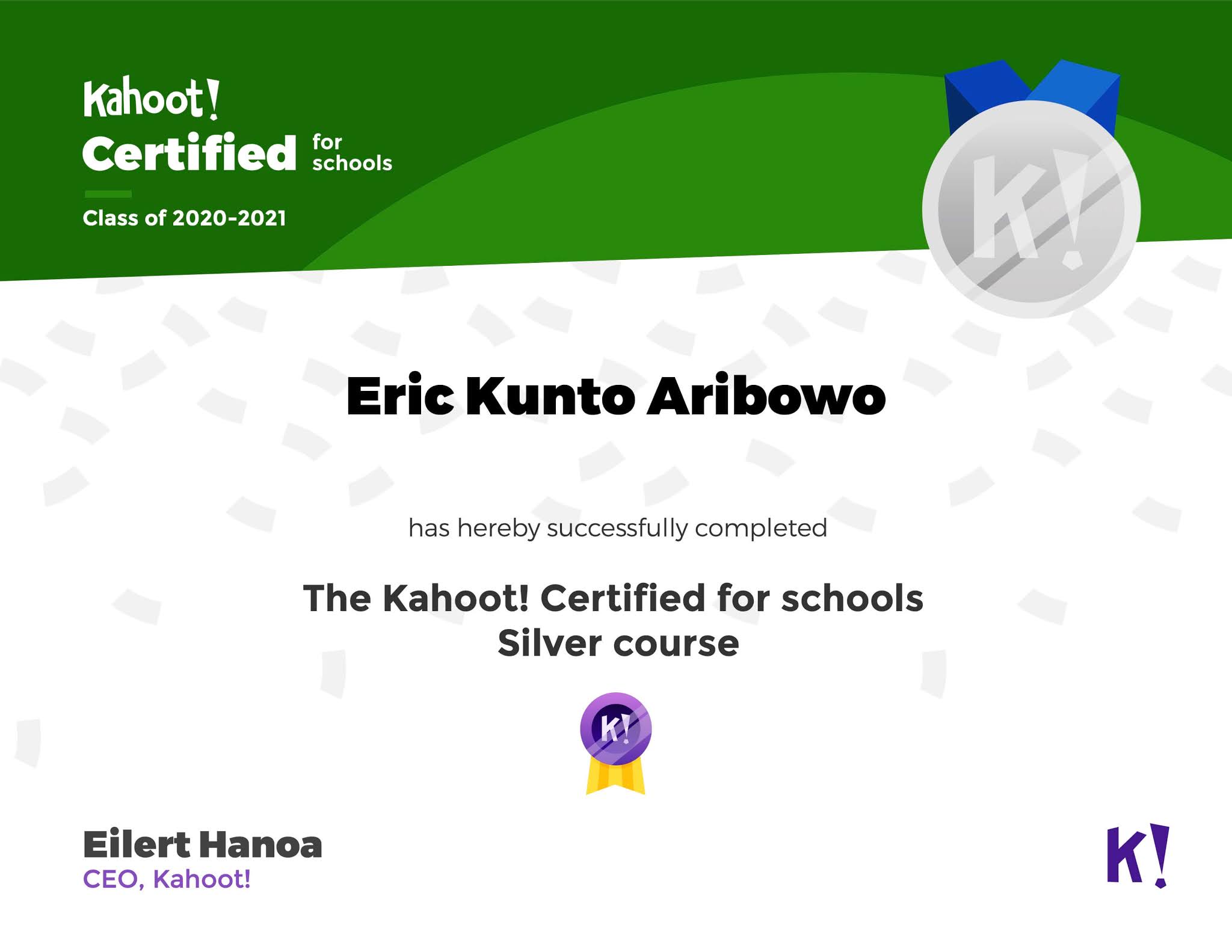 Kahoot! Certified for School 20202021 Silver Course