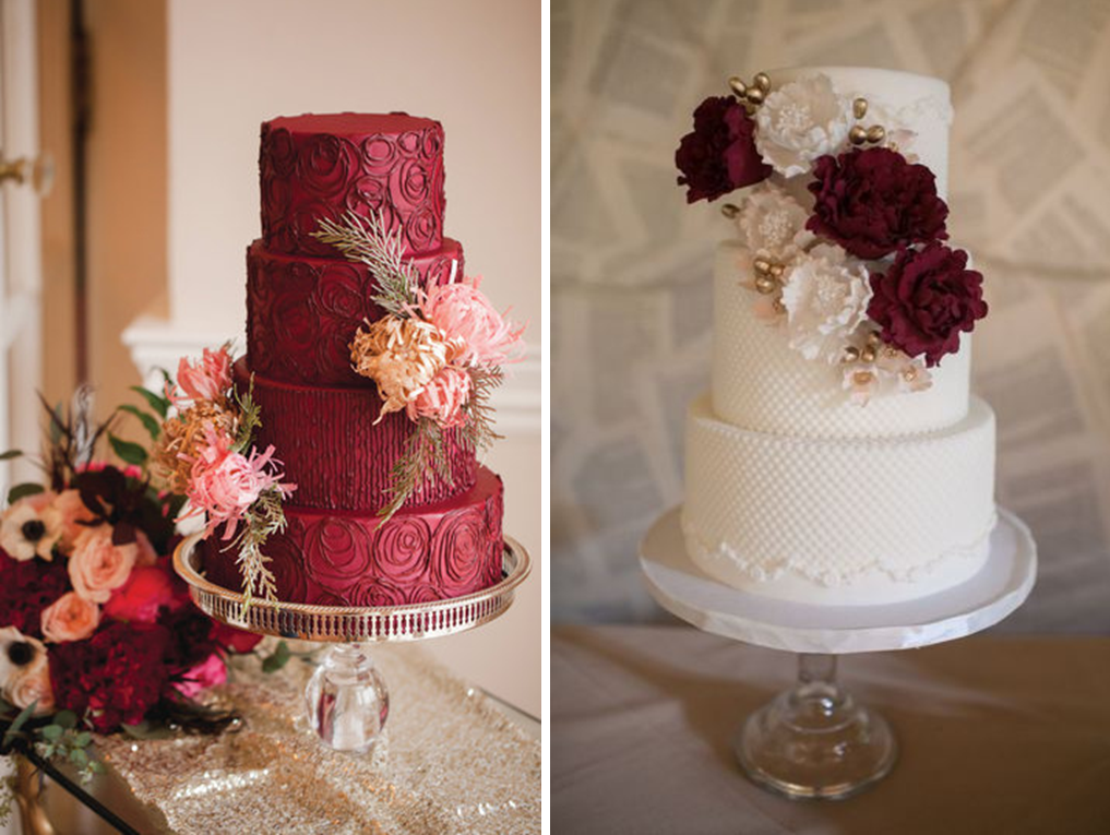 Falando de Casamento | Blog de Casamento: A cor marsala no bolo de  casamento e na mesa de docinhos