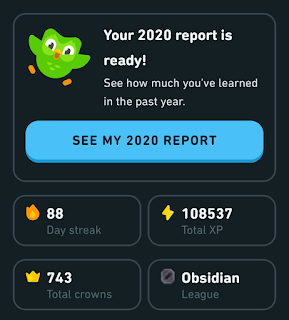 Duolingo report and stats for 2020 December inbonobo