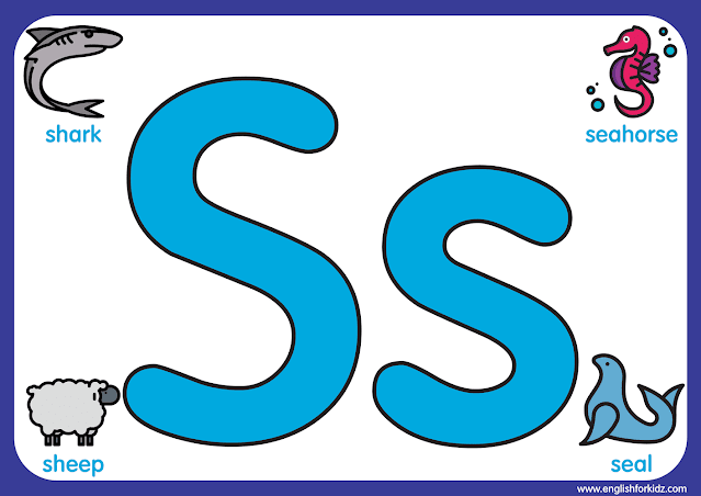 Letter s - big printable alphabet letters for kids learning English