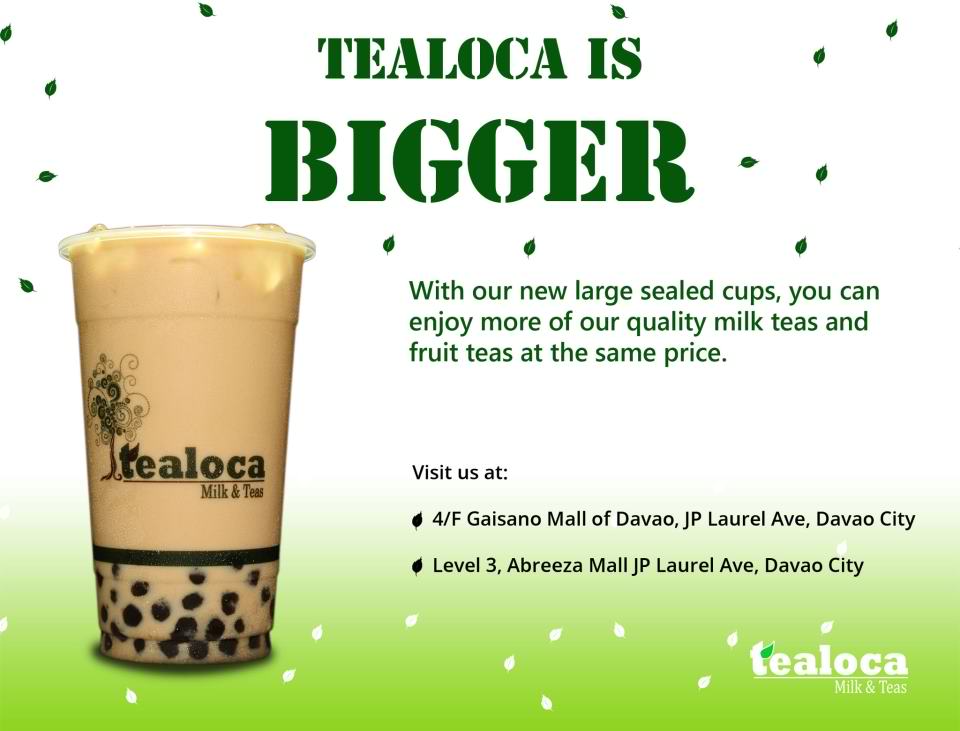 D.I.G.G.DAVAO Tealoca Enjoy quality milk teas and fruit teas at the